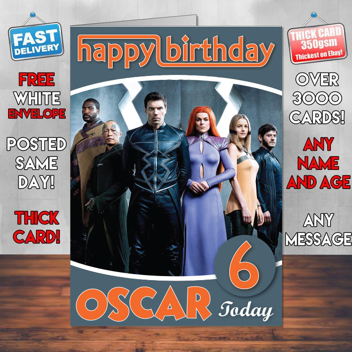 Inhumans 2017 Theme Style Personalised Kids Inspired Movie Birthday Card (SA) – Inhumans 2017 Theme Style Personalised Movie Birthday Card