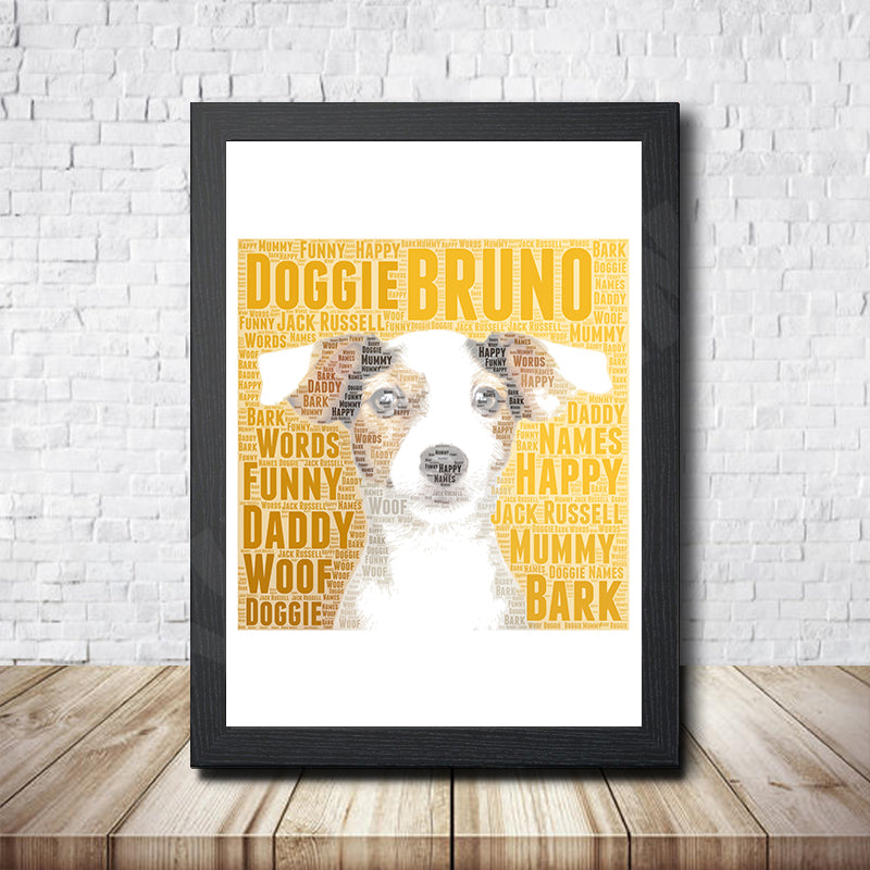 Personalised Jack Russell Word Art Poster Print – Personalised Jack Russell word art print in a black frame
