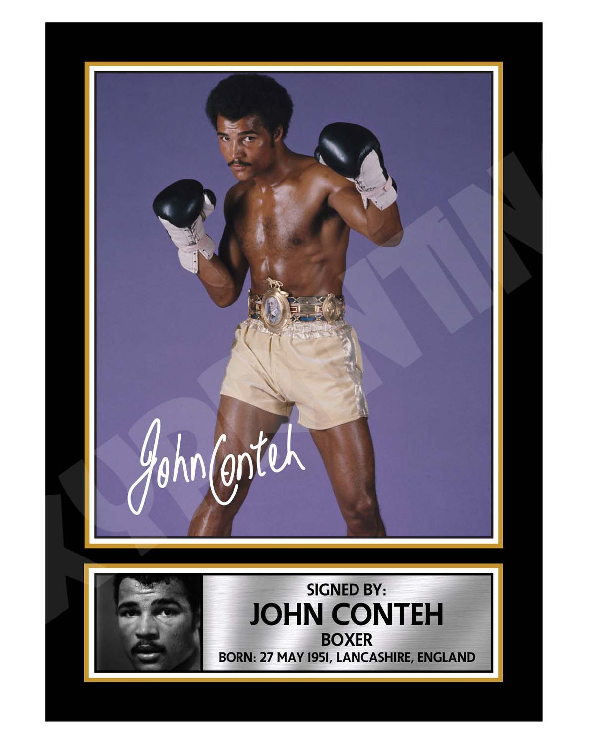 JOHN CONTEH Boxer Printed Signature Print – Boxing – John Conteh Boxer Printed Signature Print – A1 Print Only