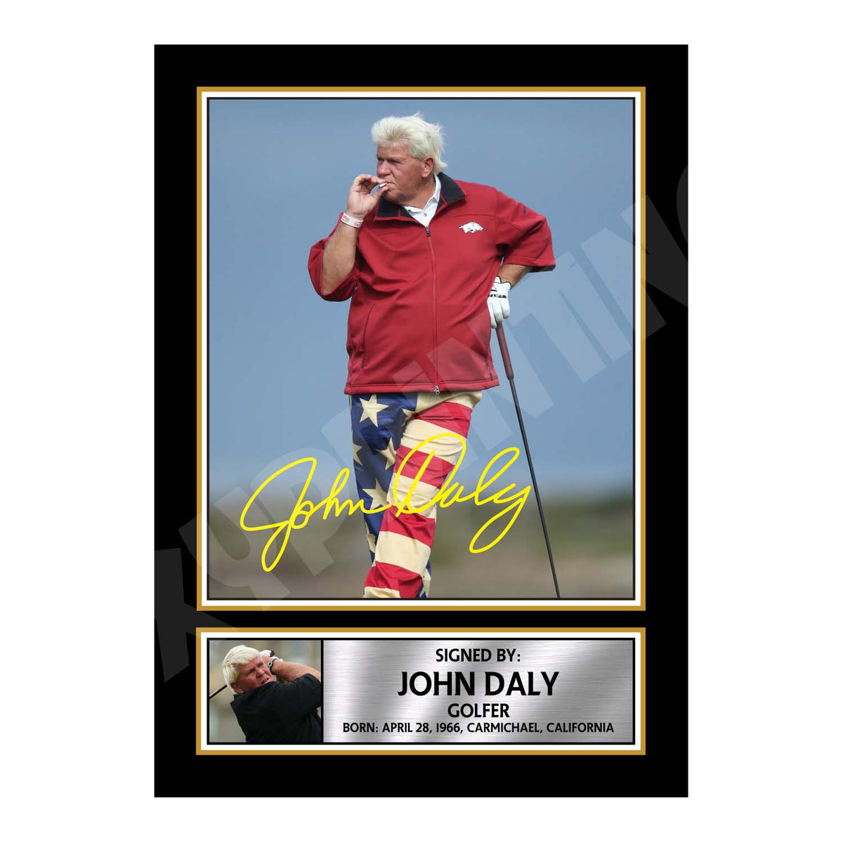 JOHN DALY Golfer Printed Signature Print – John Daly Golfer Printed Signature Print – A1 Print Only