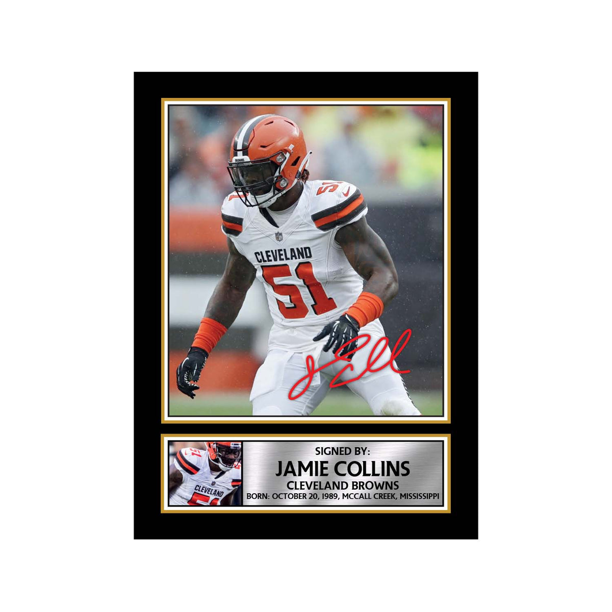 Jamie Collins Sr. American Football Printed Signature Print – A1 Print Only