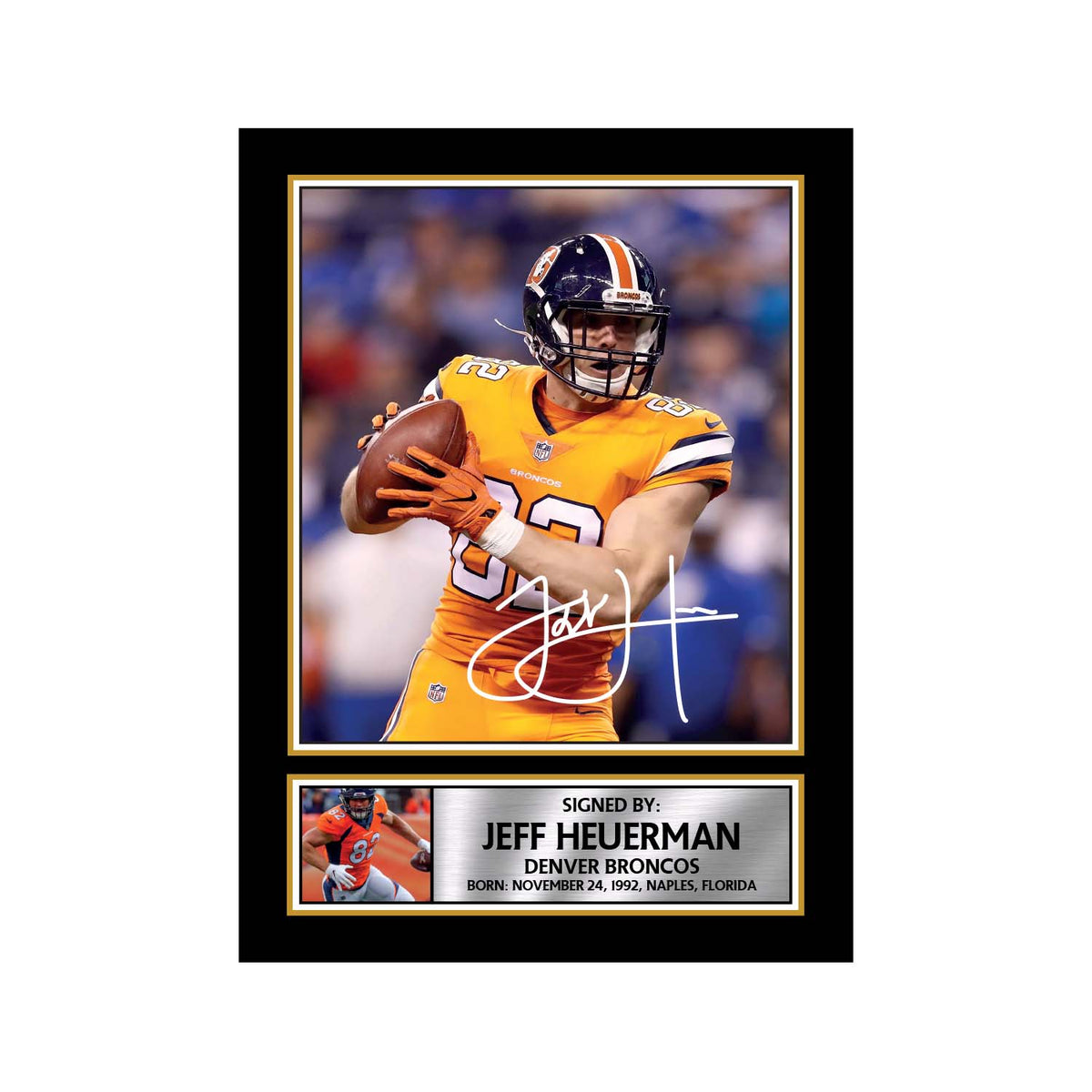 Jeff Heuerman American Football Printed Signature Print – A1 Print Only