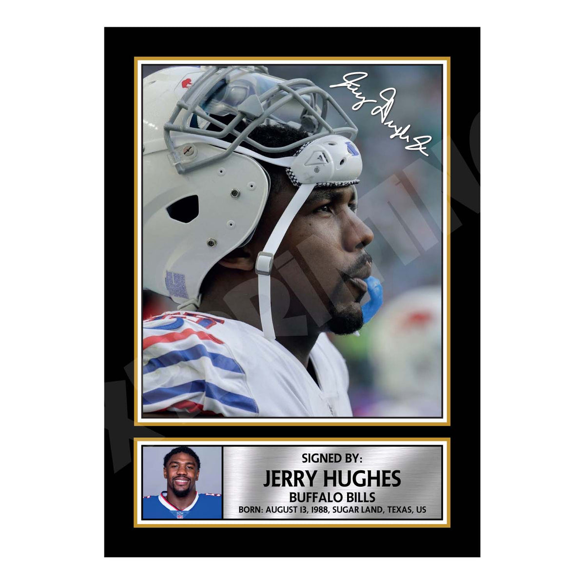 Jerry Hughes 2 Limited Edition Football Signed Print - American Footballer
