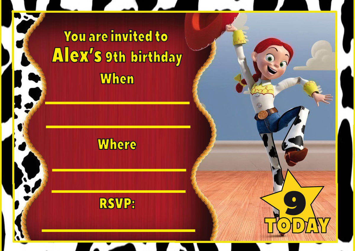 10 X Personalised Printed Girls Jessie INSPIRED STYLE Invites – 10 X Personalised Printed Girls Jessie Invites