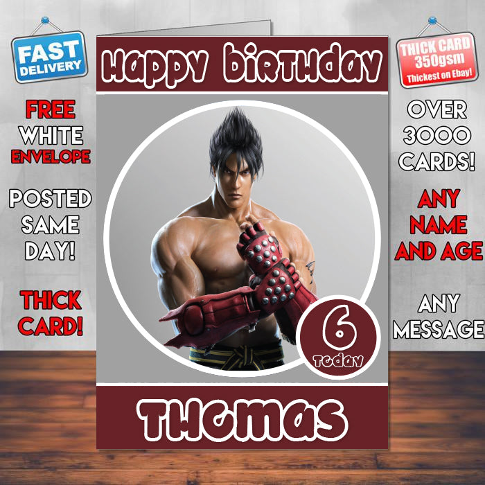 Jin Kazama In Tekken 7 Inspired Style Game Kids Inspired Birthday Card (SA)