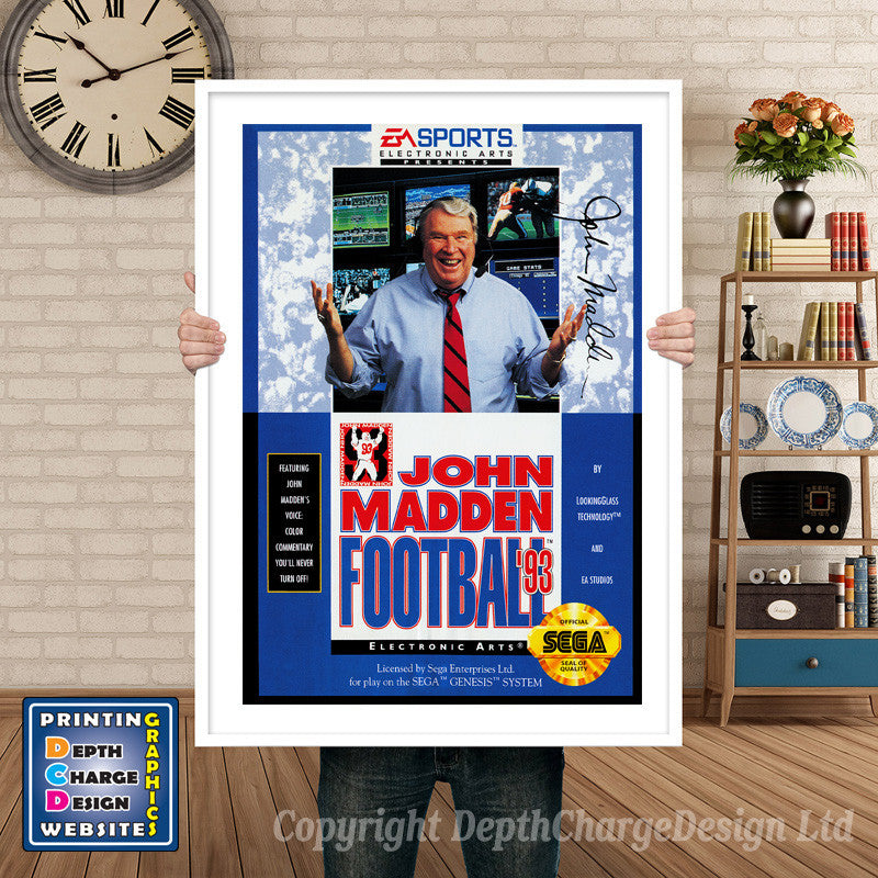 John Madden Football 93 - Sega Megadrive Inspired Retro Gaming Poster A4 A3 A2 Or A1 – John Madden Football 93 - Sega Megadrive Inspired Retro Gaming Poster