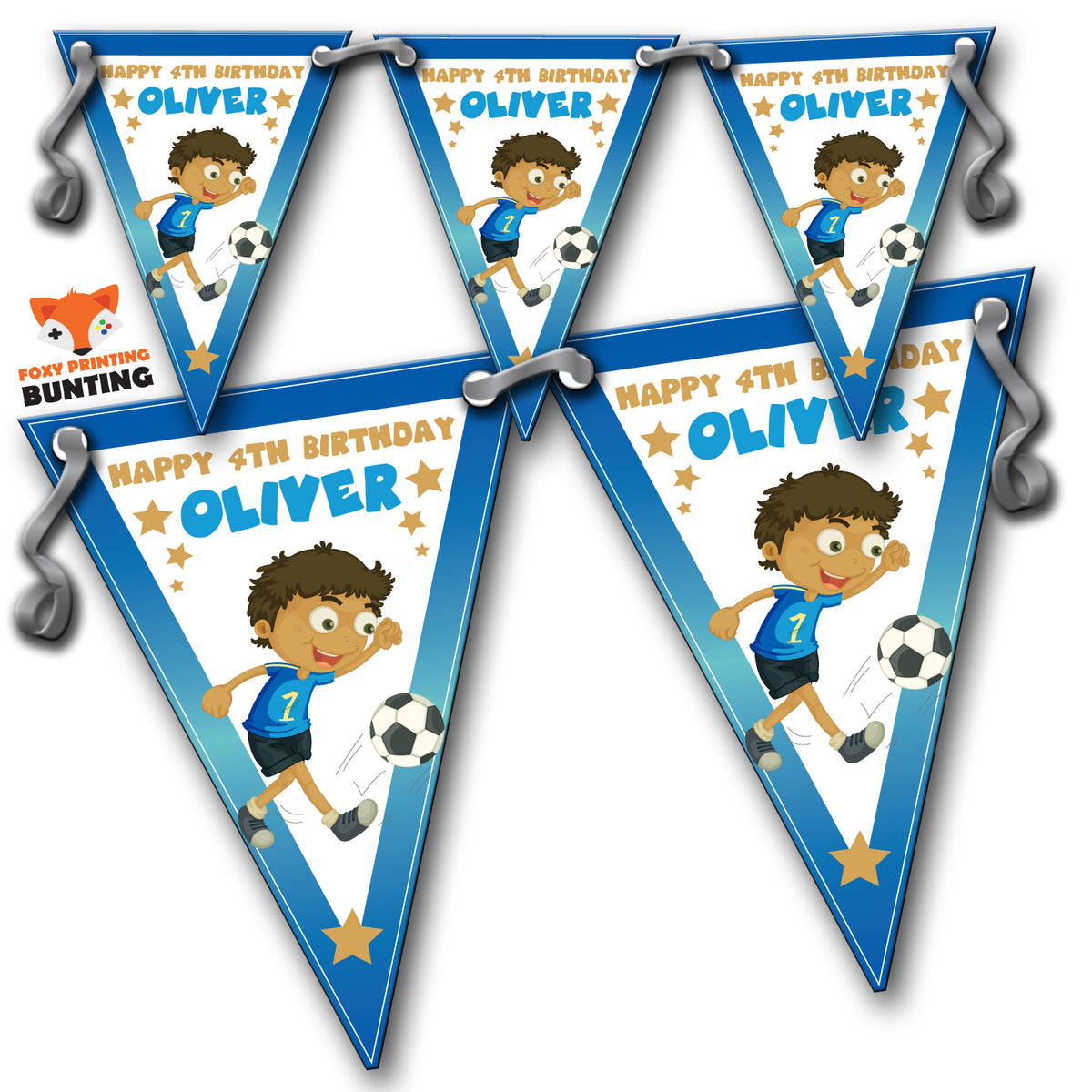 KIDS FOOTBALL Bunting Premium Party Decorations (Standard Bunting (14.8cm X 21cm)) β Kids Football Bunting