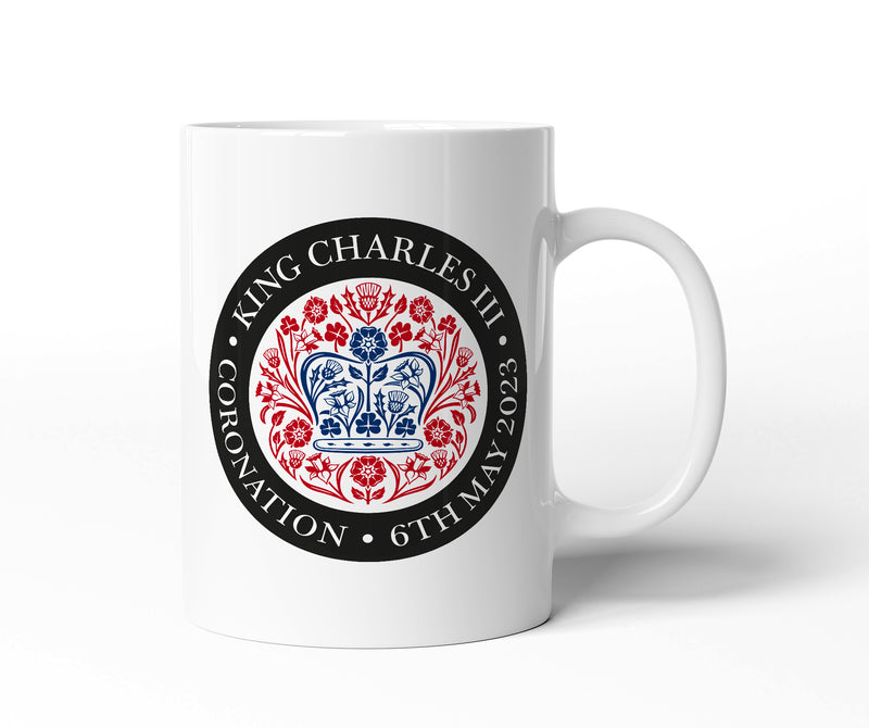 King Charles Coronation Official Black Red And Blue Logo Mug