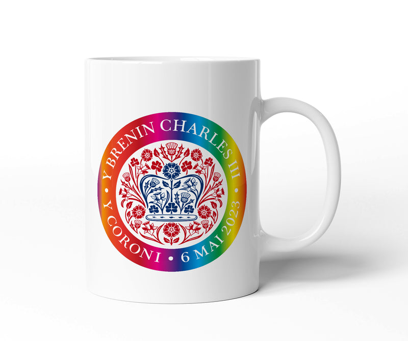 King Charles Coronation Official WELSH Rainbow/LGBT Logo Mug