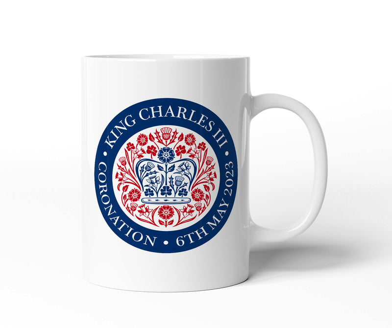 King Charles Coronation Official Blue And Red Logo Mug