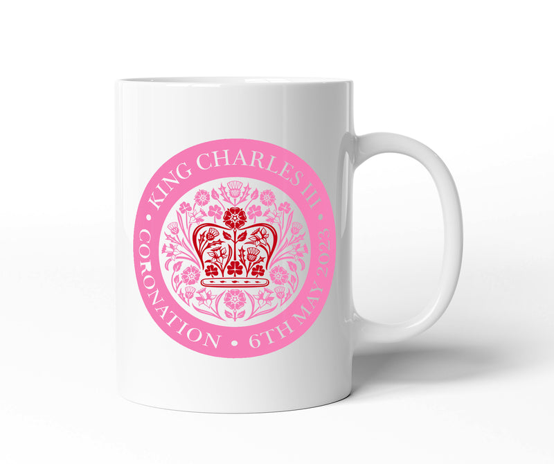 King Charles Coronation Official Pink Logo Mug