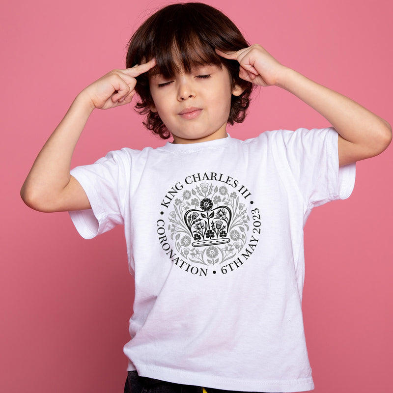 King Charles III Coronation Plain Black Official Logo Adult Tee T Shirt Unisex Kids - T Shirt For Coronation