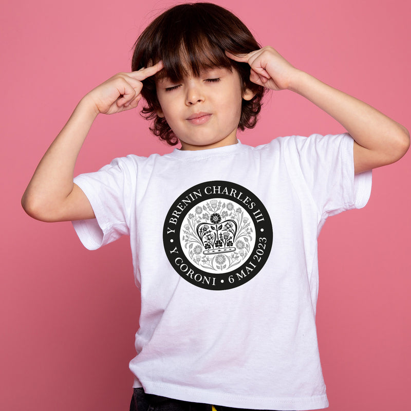 King Charles III Coronation Welsh Black Official Logo Adult Tee T Shirt Unisex Kids - T Shirt For Coronation