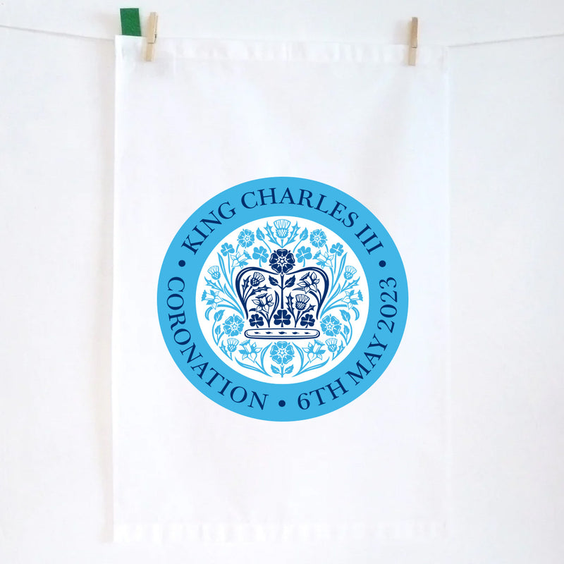 KING CHARLES OFFICIAL  BLUE TEA TOWEL