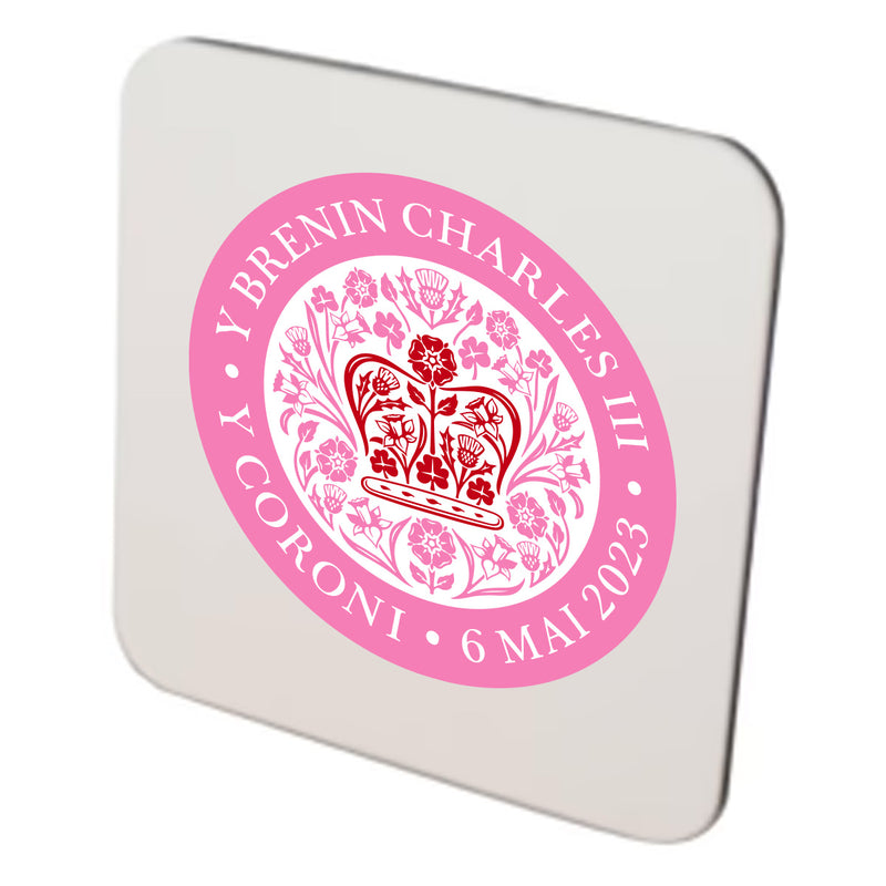 KING CHARLES CORONATION 2023 OFFICIAL WELSH PINK COASTER