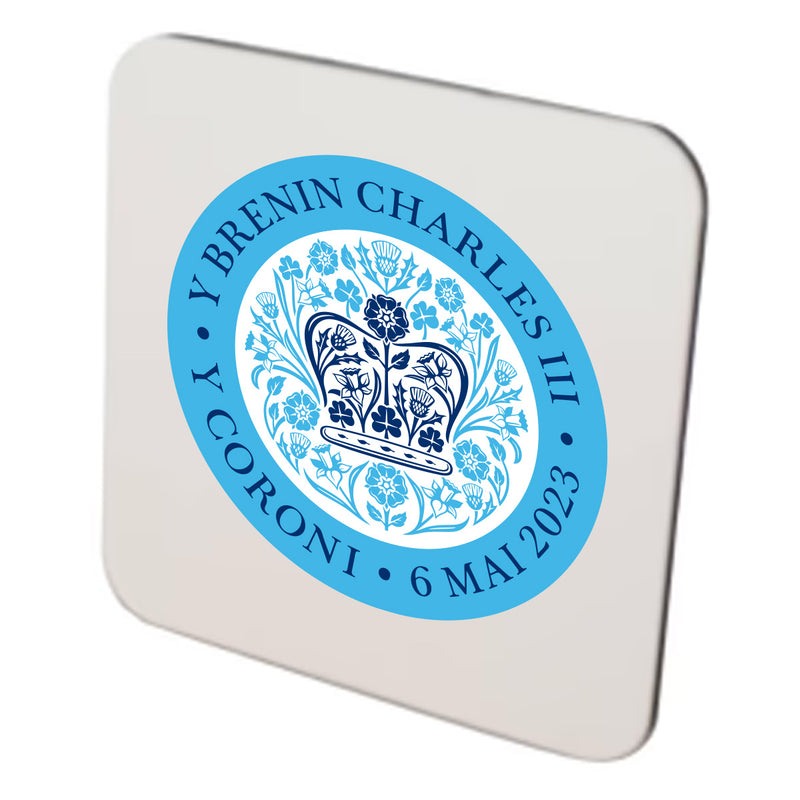 KING CHARLES CORONATION 2023 OFFICIAL BLUE PINK COASTER