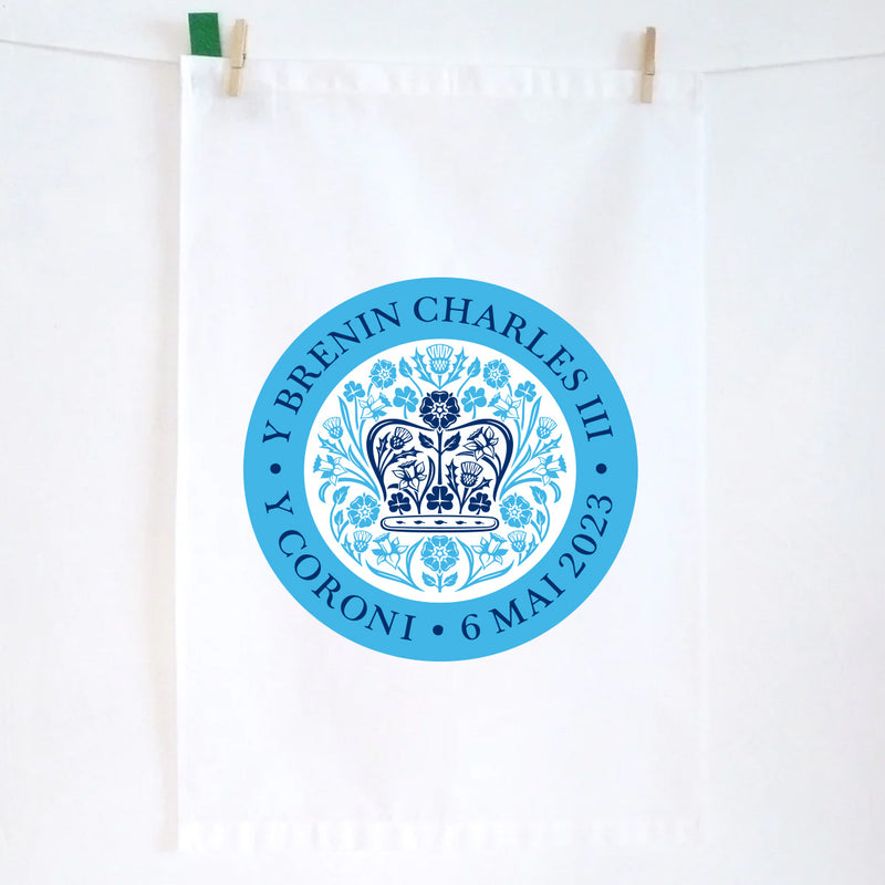 KING CHARLES OFFICIAL WELSH BLUE LOGO TEA TOWEL