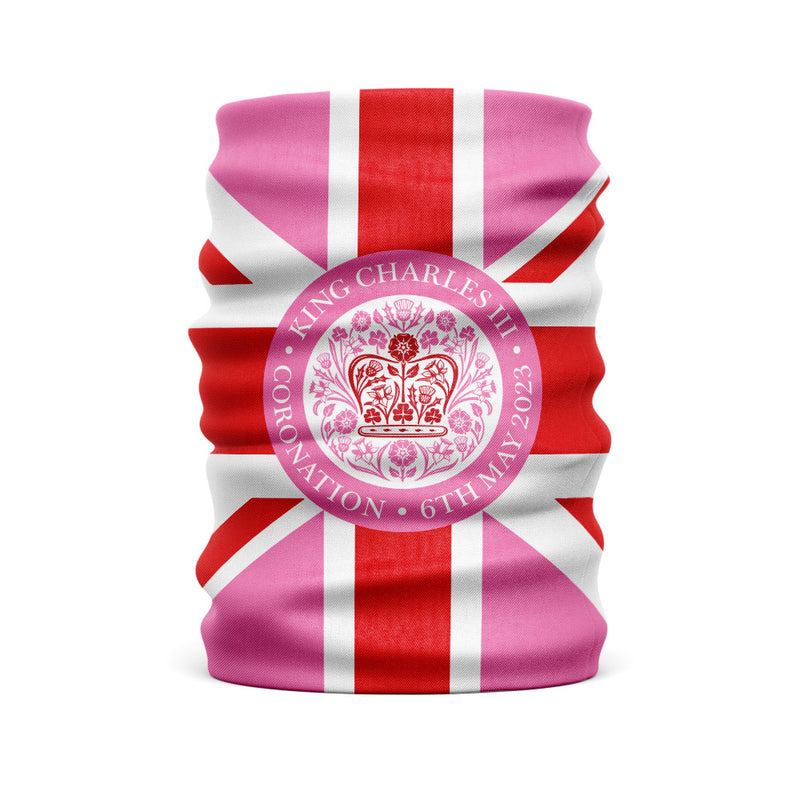 King Charles III coronation Pink Ladies Union Jack snood - king charles face warmers - royal family snood  - coronation snood