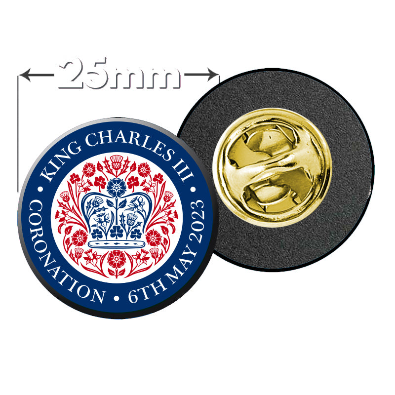 KING CHARLES CORONATION 2023 ORIGINAL LOGO PIN BADGE 25MM (1")
