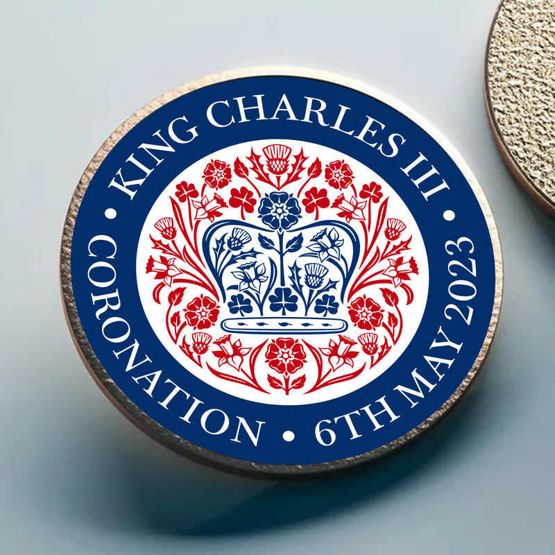 KING CHARLES CORONATION 2023 ORIGINAL LOGO PIN BADGE 25MM (1")
