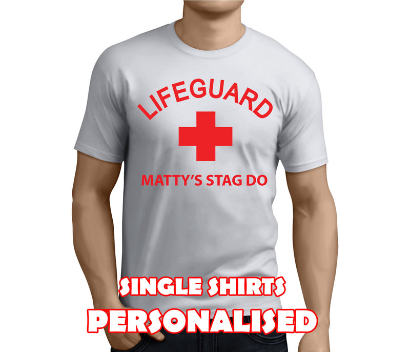 Lifeguard Colour Custom Stag T-Shirt - Any Name - Party Tee