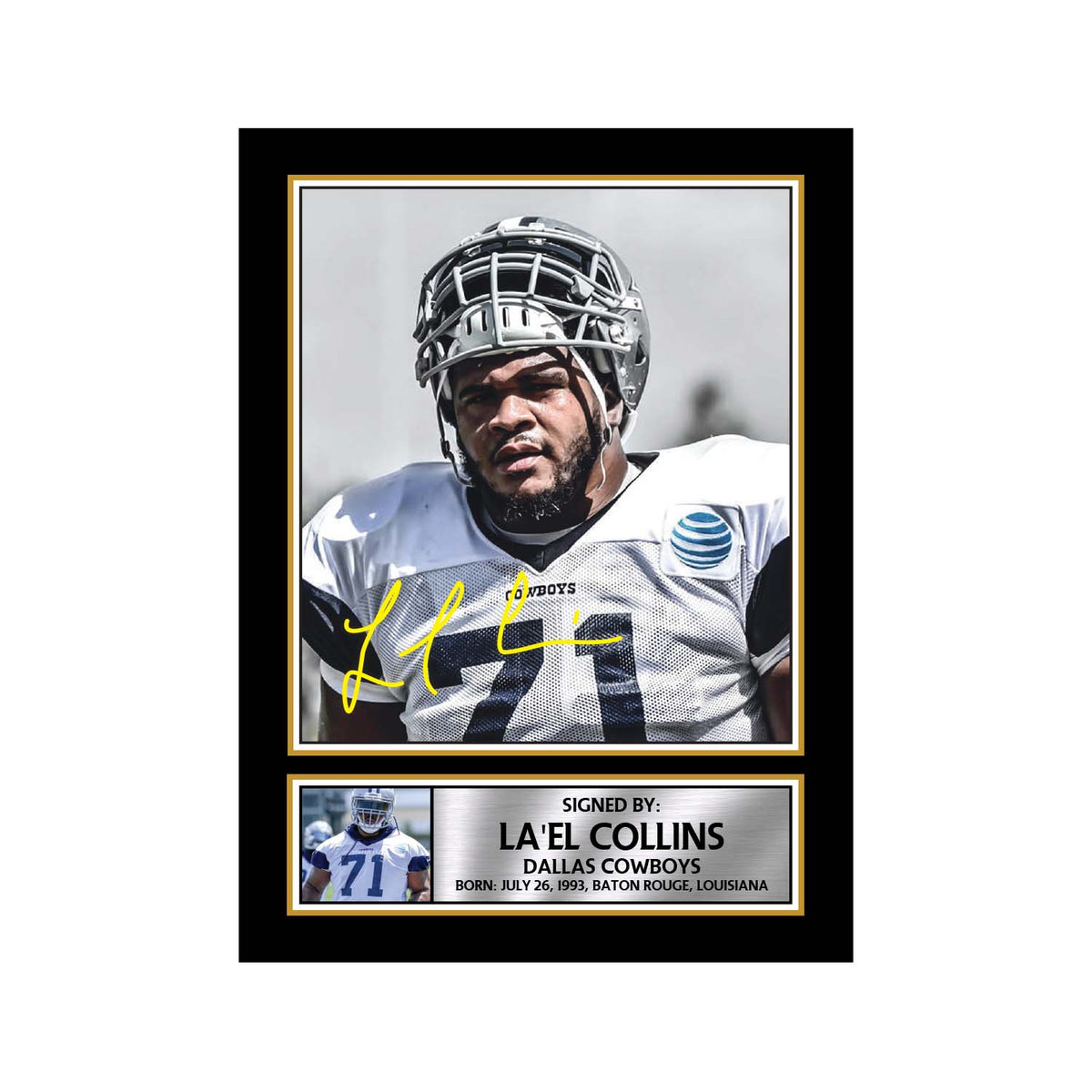La'el Collins American Football Printed Signature Print – A1 Print Only