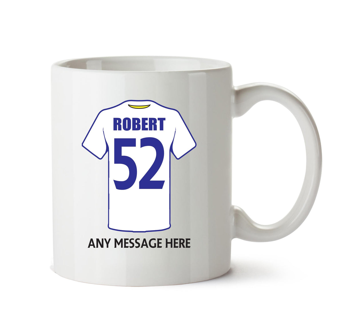 Leeds United Football Team Mug - Personalised Birthday Age and Name β printed mug product image 1