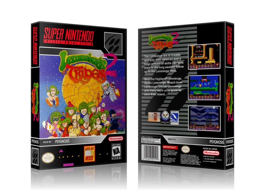 Lemmings 2 Replacement Nintendo SNES Game Case Or Cover β SNES Replacement Game case product image 1