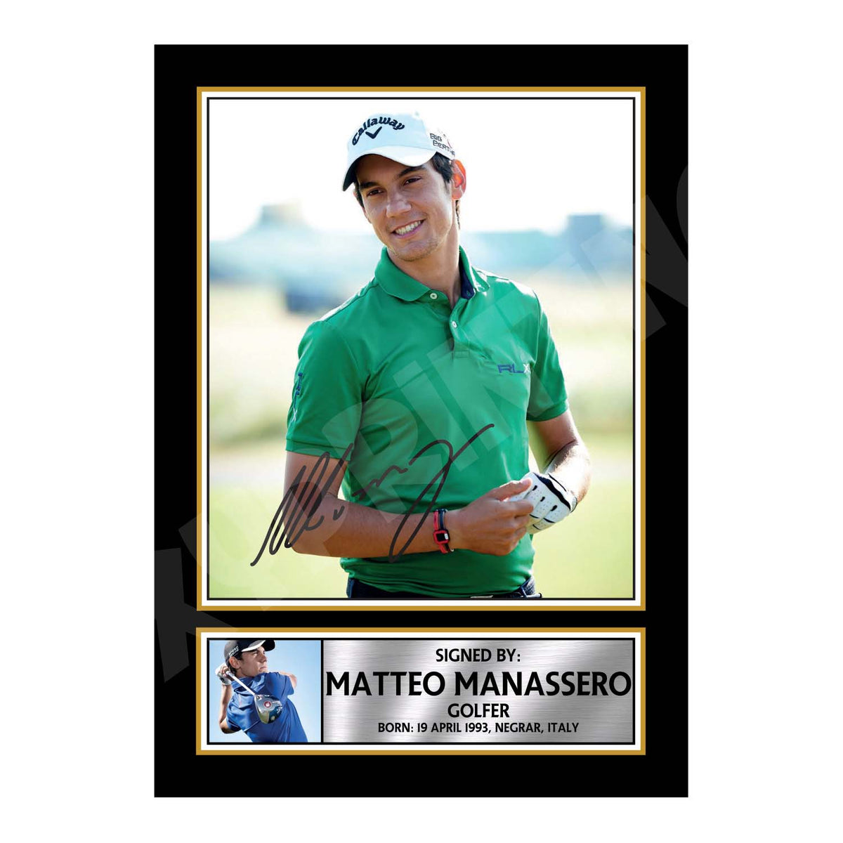 MATTEO MANASSERO 2 Golfer Printed Signature Print – Matteo Manassero 2 Golfer Printed Signature Print – A1 Print Only