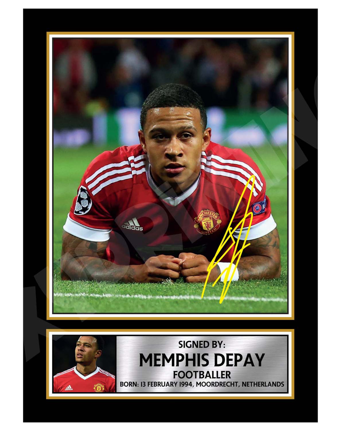 Memphis Depay Football Player Printed Signature Print – A1 Print Only