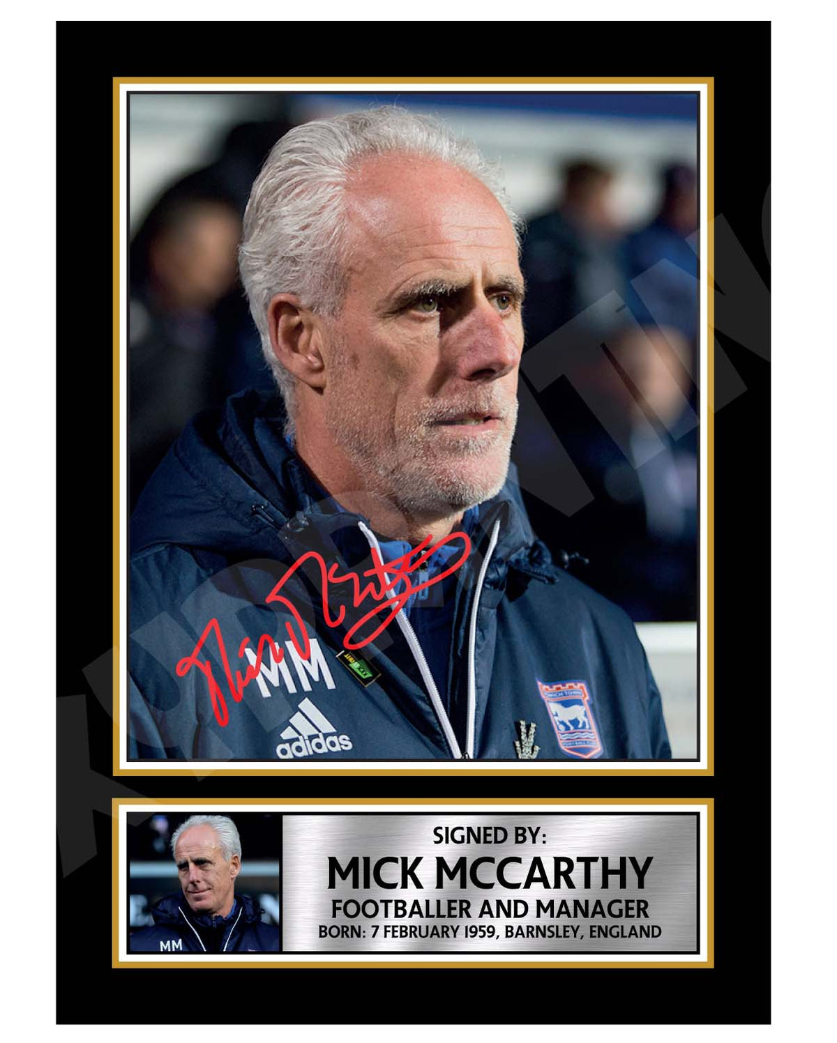 MICK McCARTHY Limited Edition Football Player Signed Print - Football
