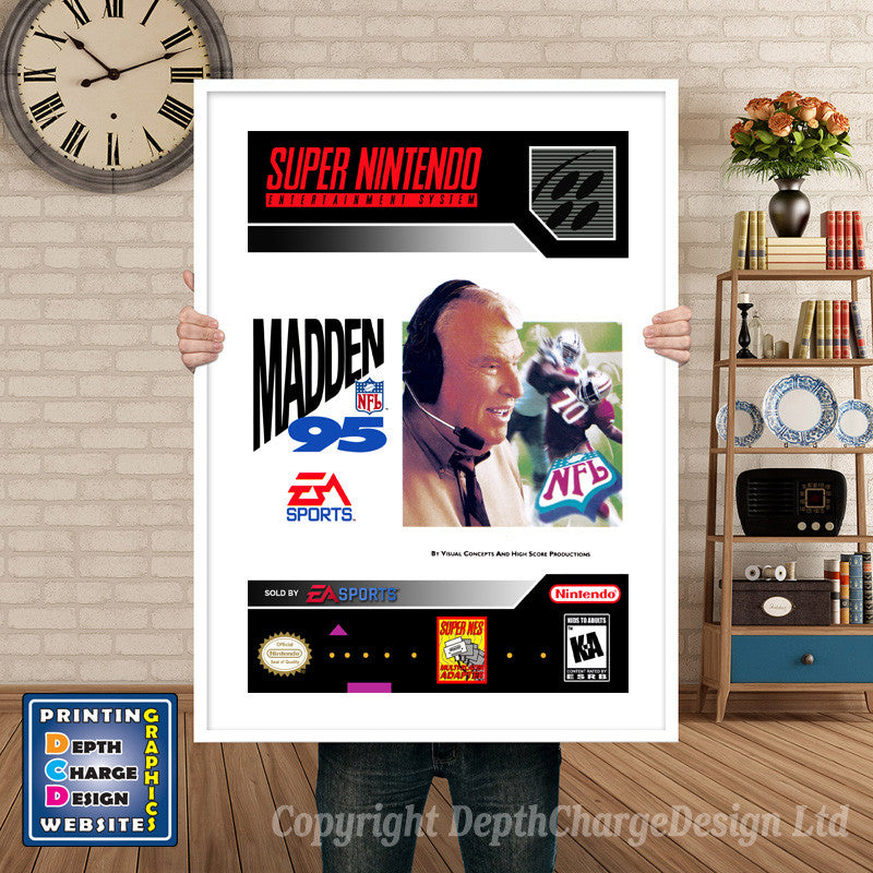 Madden 95 Super Nintendo GAME INSPIRED THEME Retro Gaming Poster A4 A3 A2 Or A1