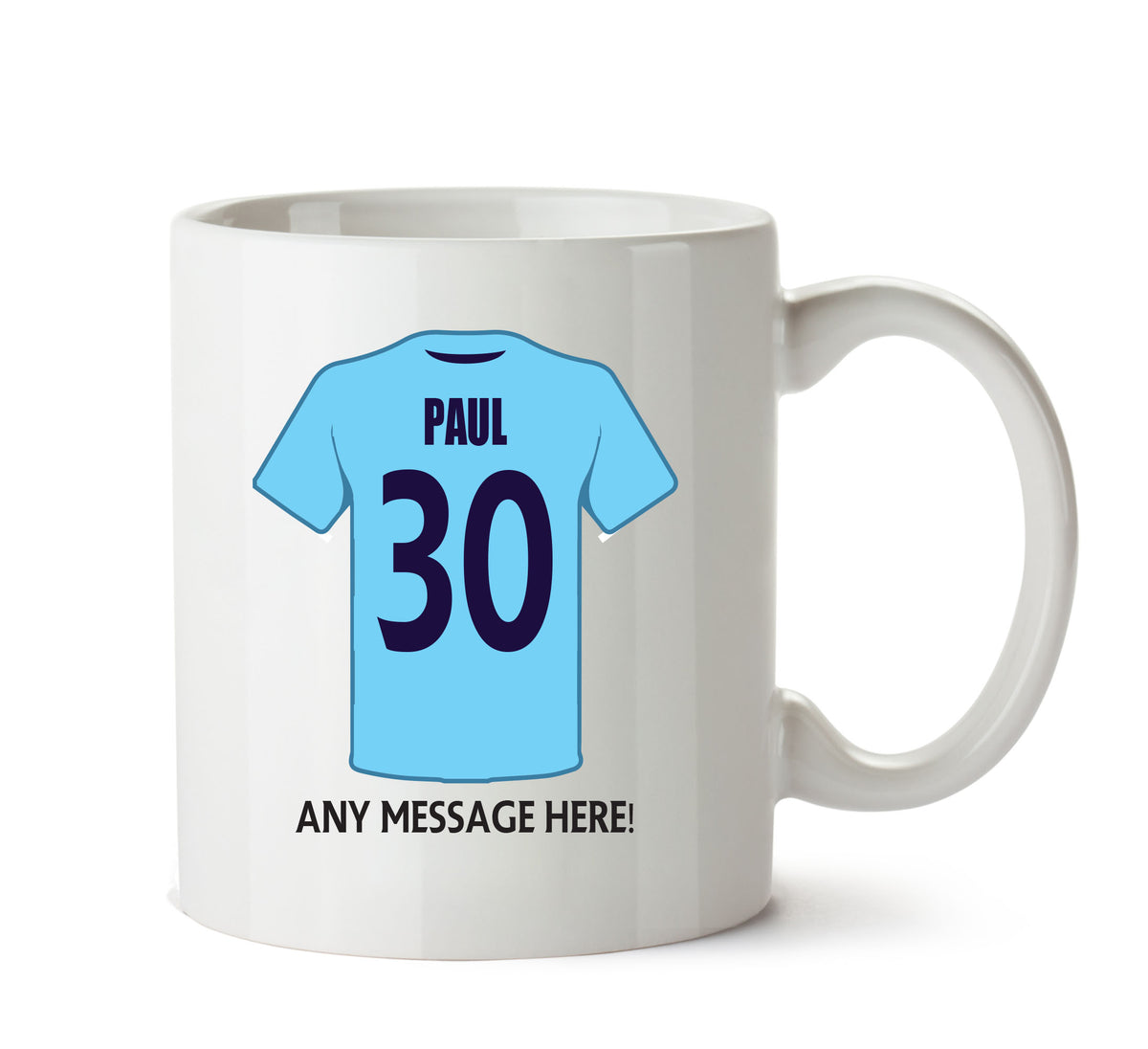 Manchester City Football Team Mug - Personalised Birthday Age and Name – printed mug product image 1