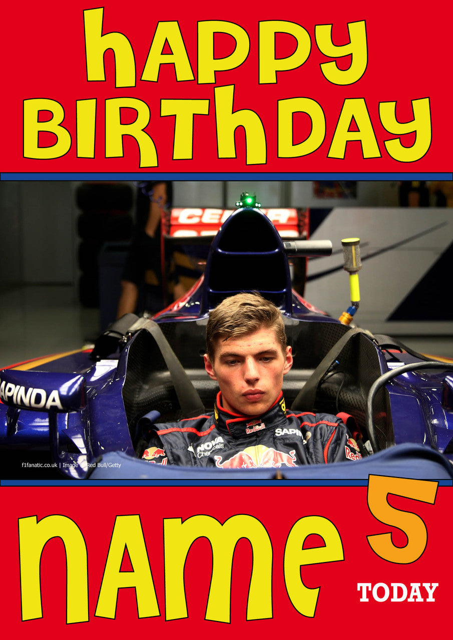Personalised Max Verstappen F1 THEME INSPIRED PERSONALISED Kids Adult Birthday Card 4