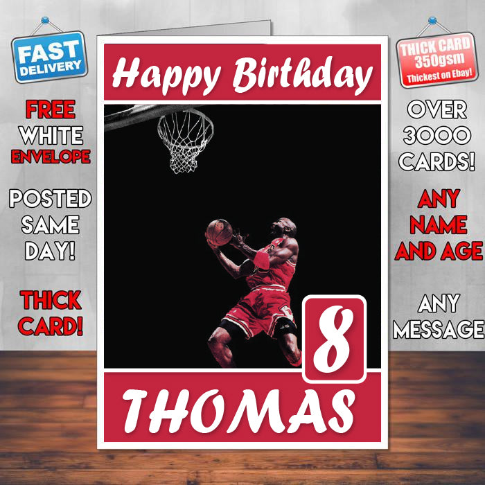 Michael Jordan Clean Theme Inspired Kids Inspired Adult Personalised Sports Birthday Card (SA) – Michael Jordan Clean Theme Inspired Adult Personalised Sports Birthday Card
