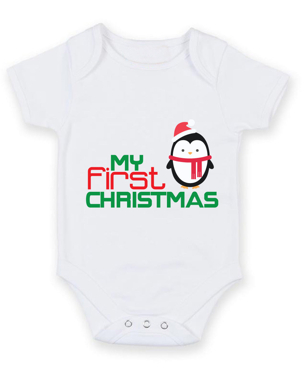 My First Christmas Baby Grow – Penguin – Baby Bodysuit – My First Christmas Baby Grow