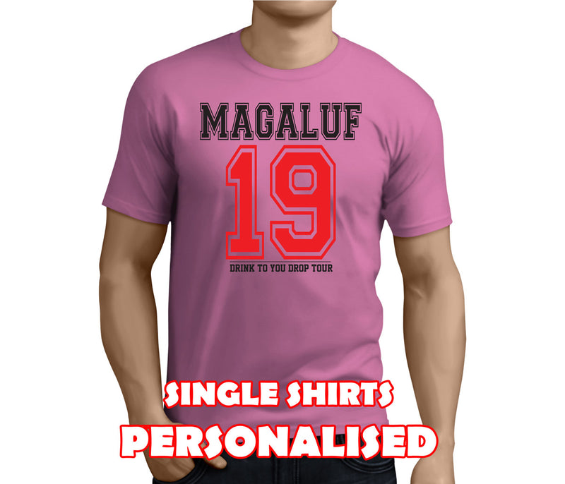 Name and Number Colour Custom Stag T-Shirt - Any Name - Party Tee