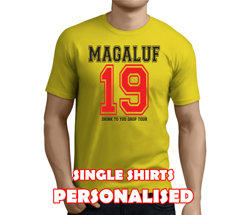 Name and Number Colour Custom Stag T-Shirt - Any Name - Party Tee