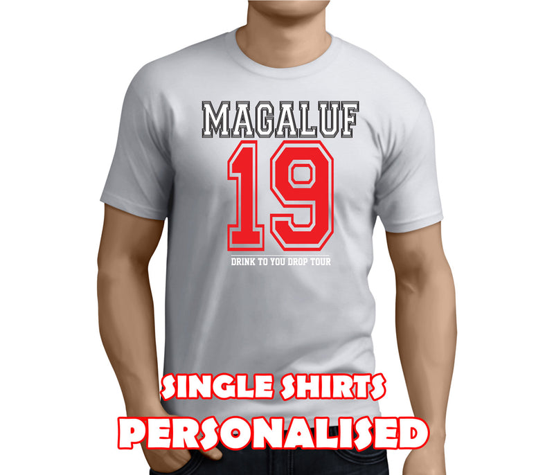 Name and Number White Custom Stag T-Shirt - Any Name - Party Tee
