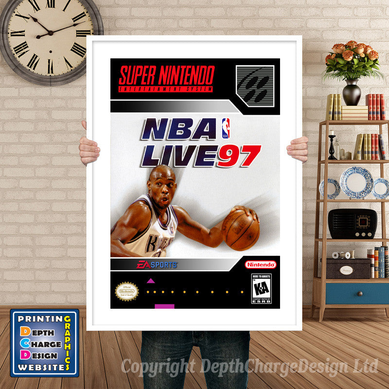 NBA Live 97 Super Nintendo GAME INSPIRED THEME Retro Gaming Poster A4 A3 A2 Or A1 – Nba Live 97 Super Nintendo Game Inspired Theme Retro Gaming Poster