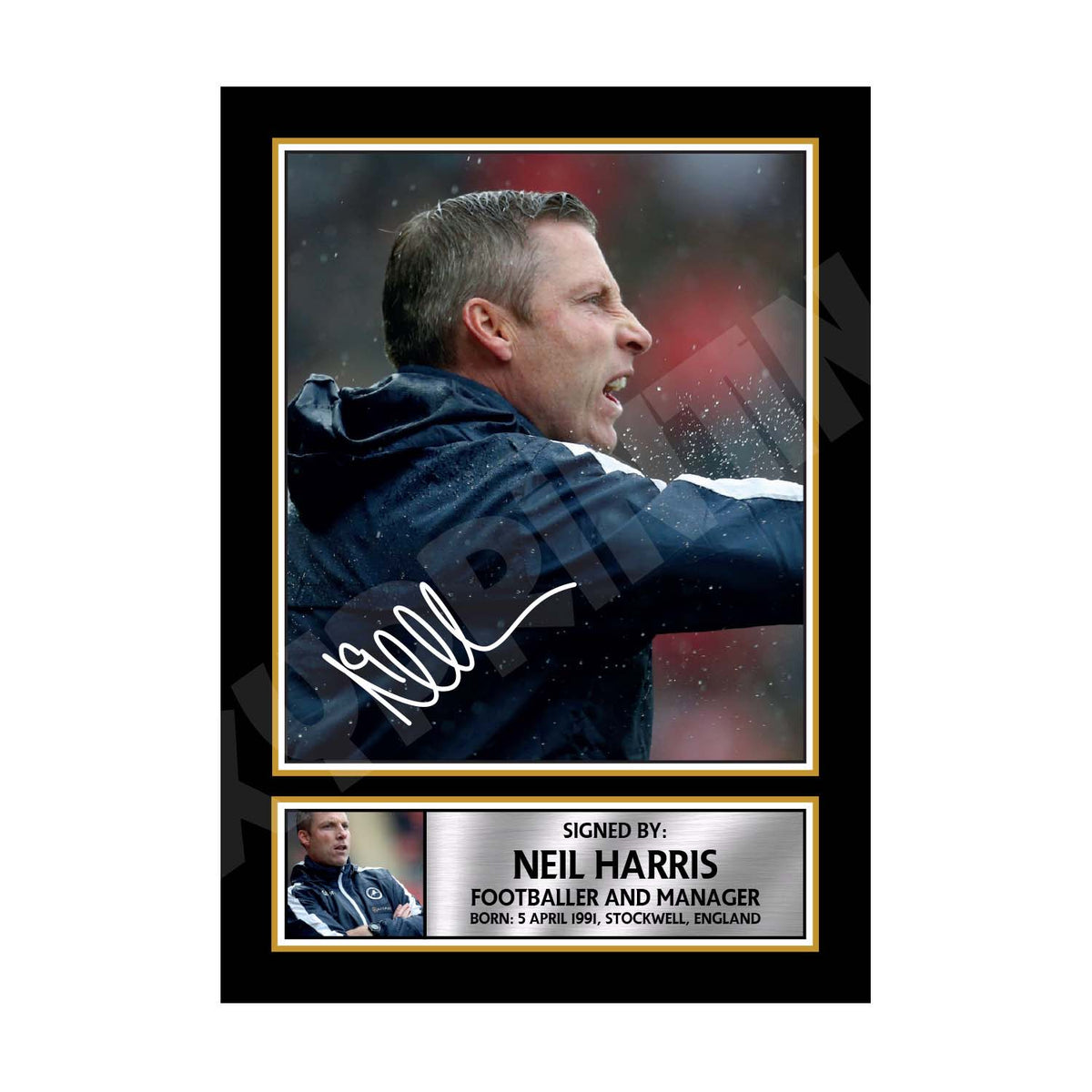 NEIL HARRIS (1) Football Player Printed Signature Print – Neil Harris Football Player Printed Signature Print – A1 Print Only