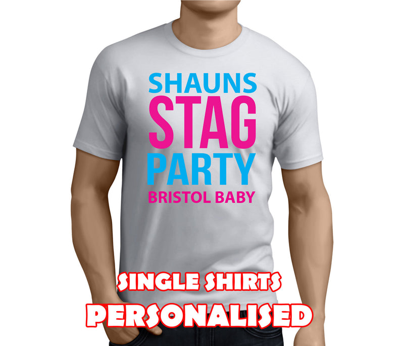 Neon Stag Colour Custom Stag T-Shirt - Any Name - Party Tee