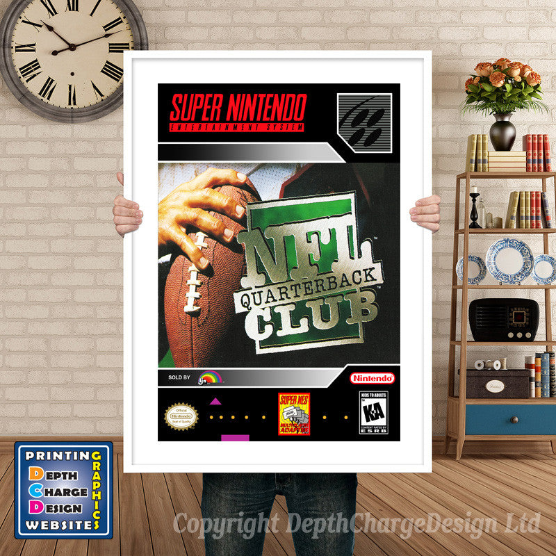 NFL Quarterback Club Super Nintendo GAME INSPIRED THEME Retro Gaming Poster A4 A3 A2 Or A1