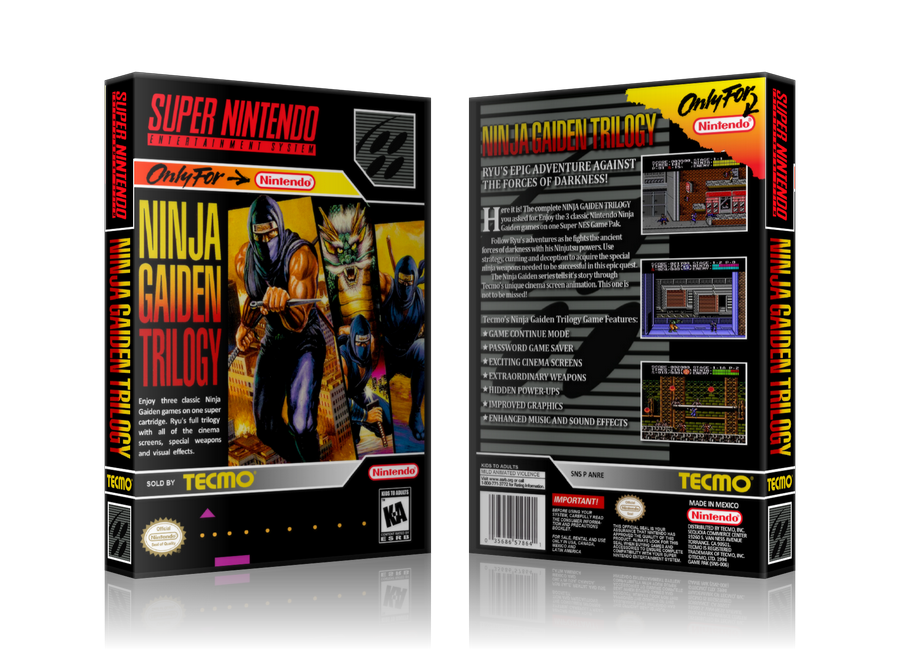 Ninja Gaiden Trilogy Replacement SNES REPLACEMENT Game Case Or Cover β SNES Replacement Game case product image 1