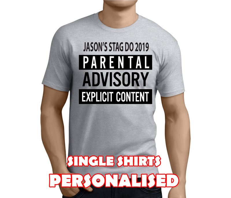 Parental Advisory Black Custom Stag T-Shirt - Any Name - Party Tee