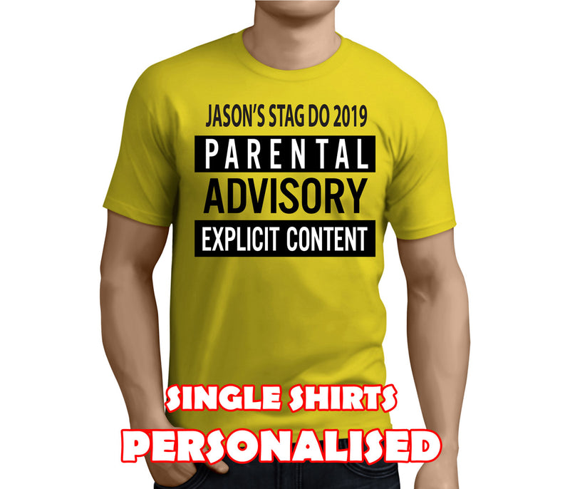 Parental Advisory Black Custom Stag T-Shirt - Any Name - Party Tee