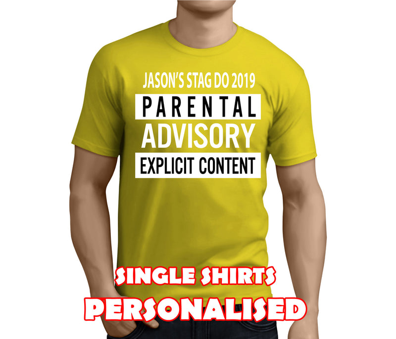 Parental Advisory White Custom Stag T-Shirt - Any Name - Party Tee