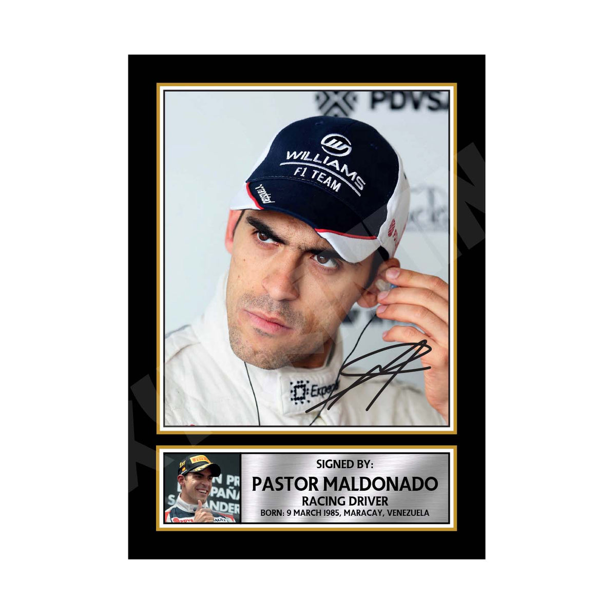 PASTOR MALDONADO Formula 1 Player Printed Signature Print Formula 1