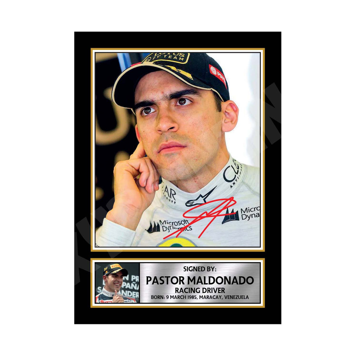 PASTOR MALDONADO 2 Formula 1 Player Printed Signature Print Formula 1