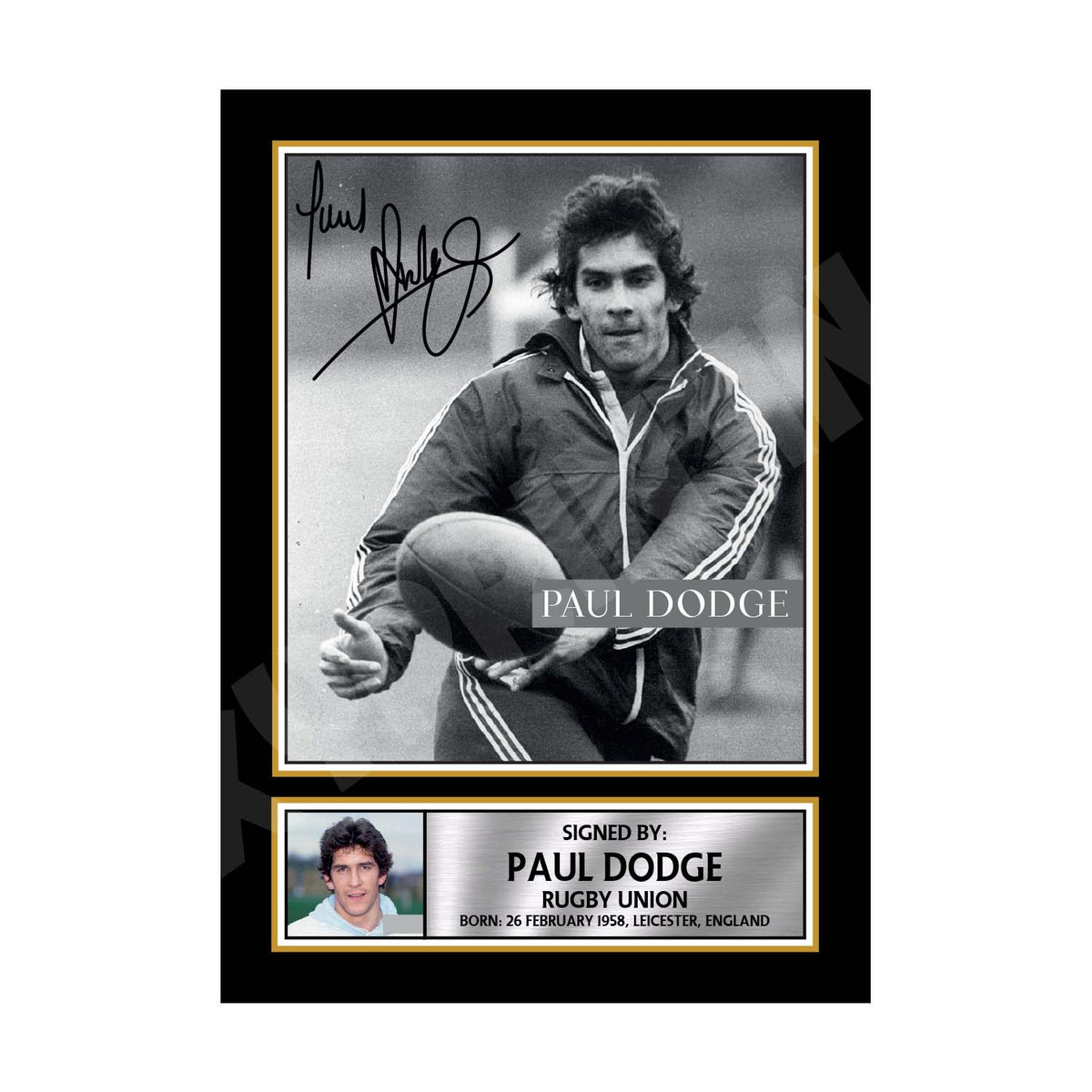 PAUL DODGE 1 Limited Edition Rugby Player Signed Print - Rugby